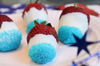 red blue strawberries